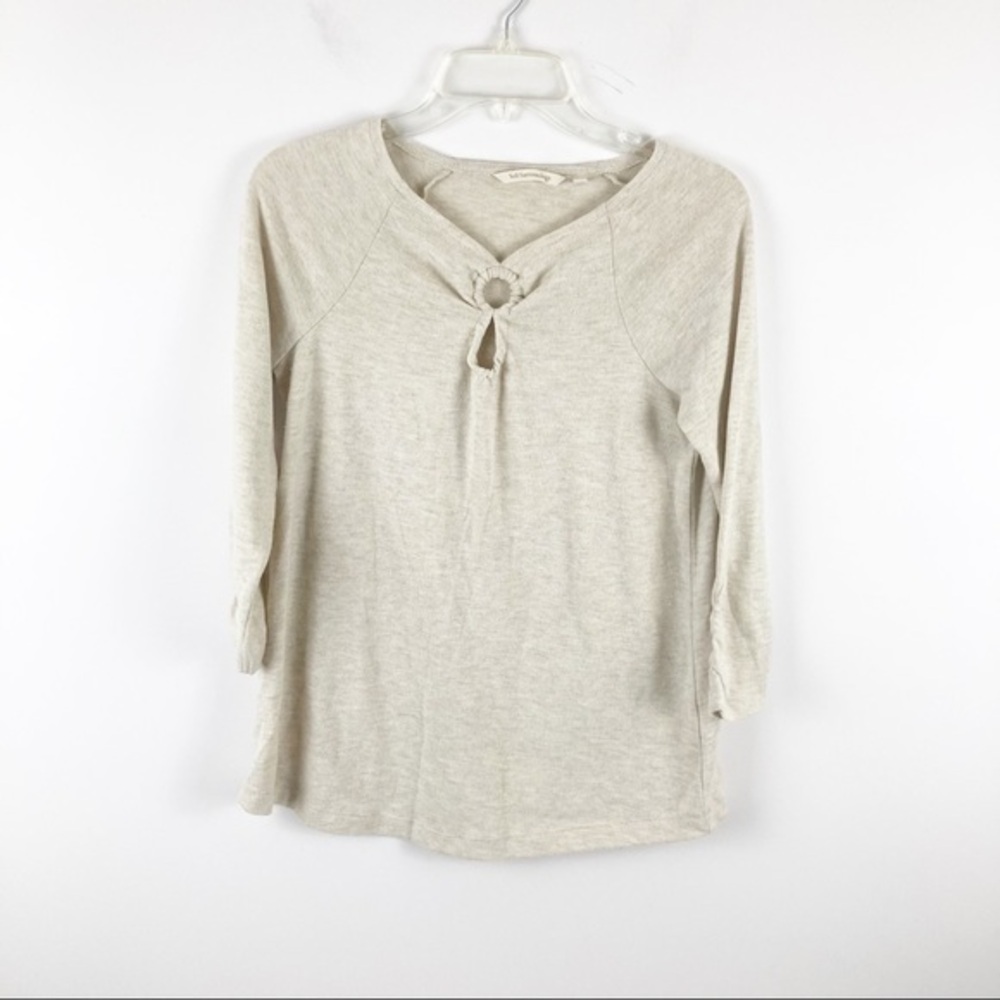 Soft Surroundings Cream Jersey Keyhole Casual Minimalist Basic Top Sz Small